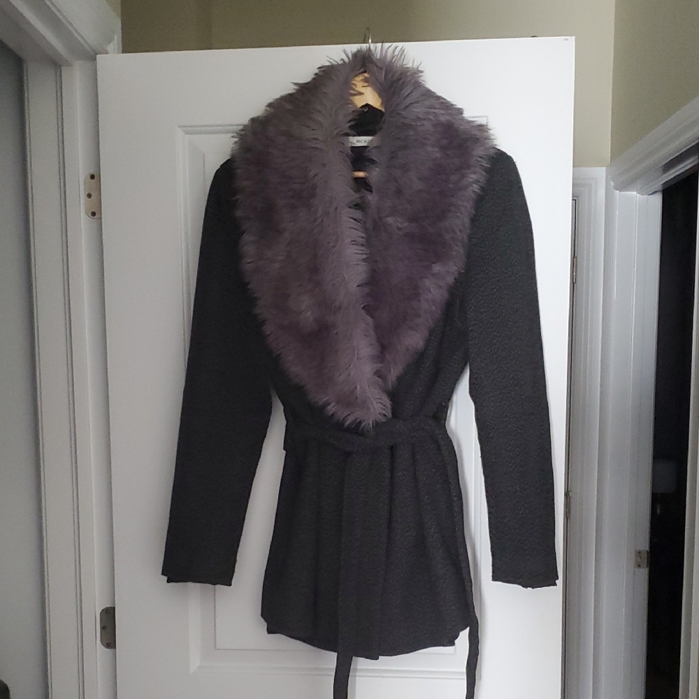 Ricki's Black Coat with Faux Fur Trim